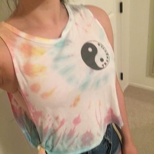 Soft tie dye yin yang muscle tee hippie boho
